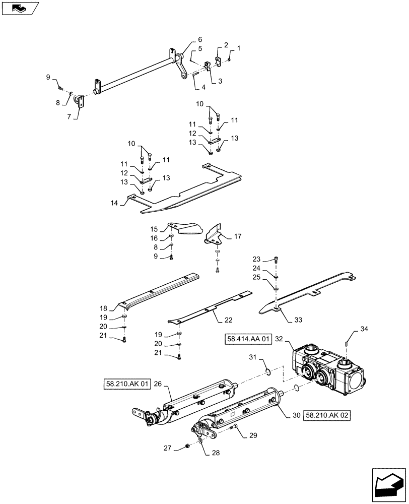 Схема запчастей Case IH 4208-30 - (58.230.AI[02]) - ROW UNIT, WITHOUT CHOPPER (58) - ATTACHMENTS/HEADERS