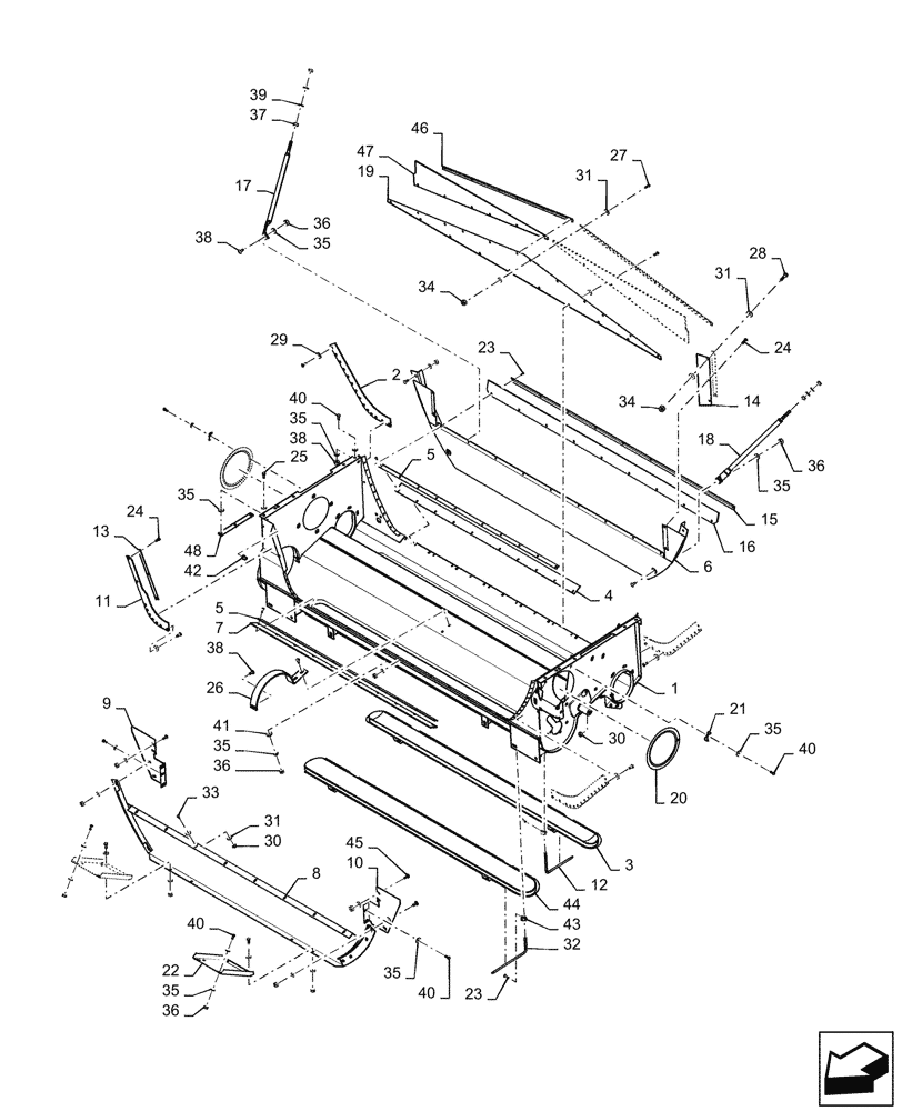 Схема запчастей Case IH 7230 - (74.125.AL[04]) - HOUSING, CLEAN GRAIN ELEVATOR, LOWER, SELF-LEVELING, STANDARD, ASN YDG222004 (74) - CLEANING