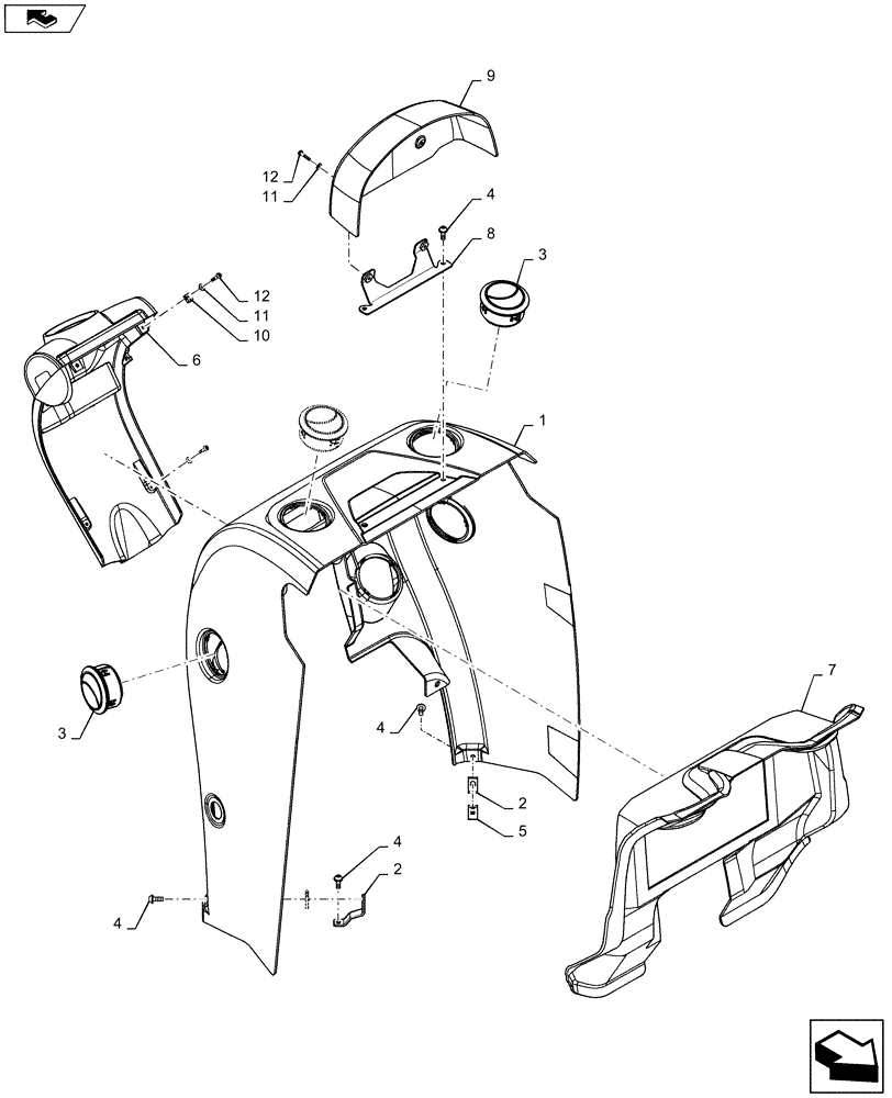 Схема запчастей Case IH 2240 - (90.160.CD[01]) - STEERING COLUMN TRIM (90) - PLATFORM, CAB, BODYWORK AND DECALS