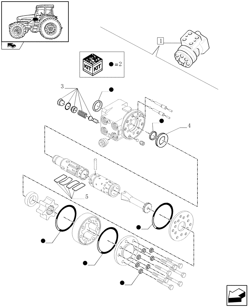 Схема запчастей Case IH FARMALL 85U - (1.95.5/ A) - POWER STEERING - PARTS (10) - OPERATORS PLATFORM/CAB