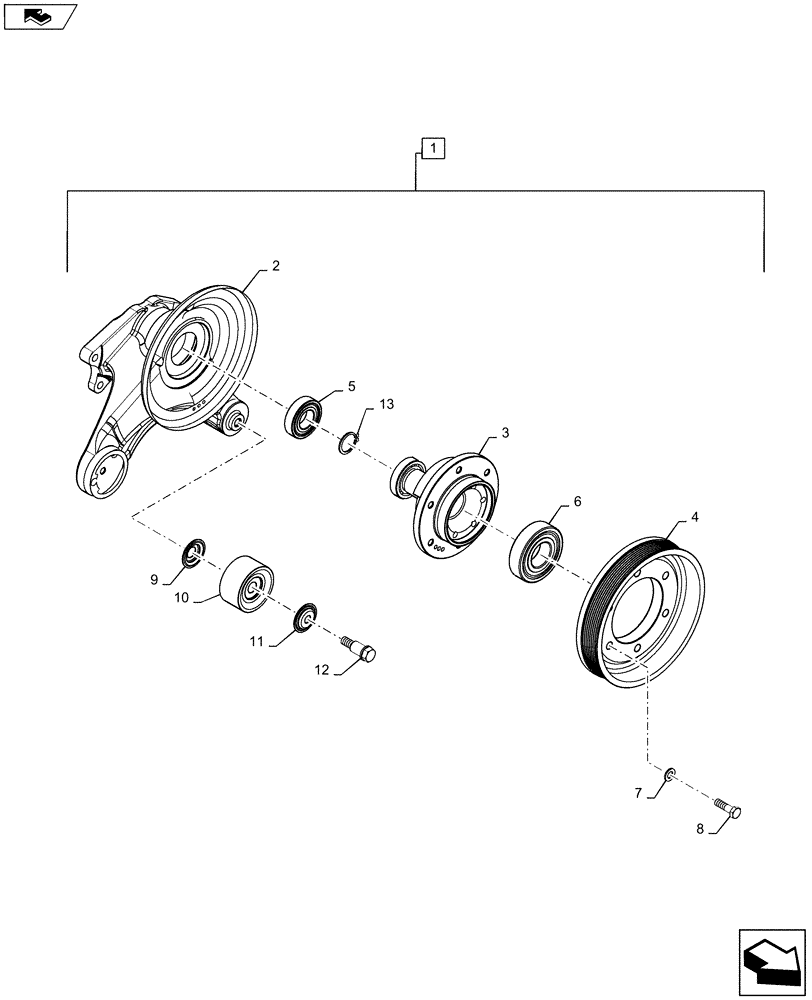 Схема запчастей Case IH MAGNUM 235 - (10.414.AC[04]) - SUPPORT ASSY, VISCOUS FAN DRIVE, WITHOUT FPTO (10) - ENGINE