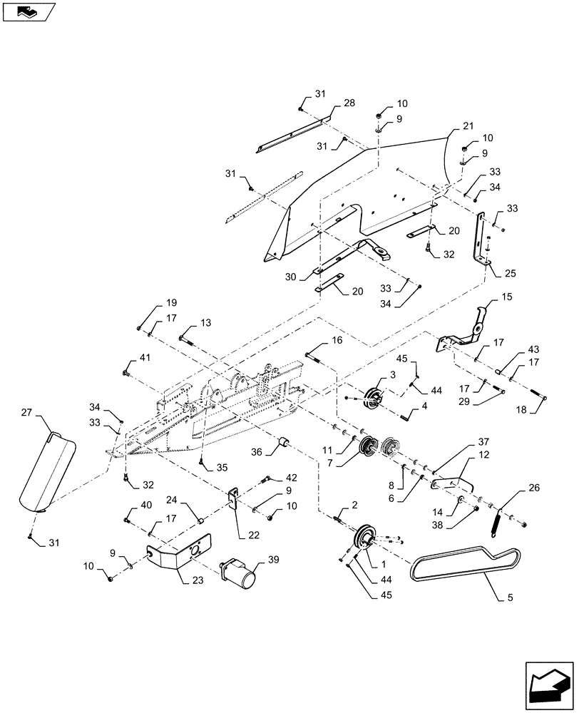 Схема запчастей Case IH 3016 - (60.220.04[02]) - PICKUP DRIVE WITH 2 IDLERS, BETWEEN S.N. YDS048001 AND YGS064186 (60) - PRODUCT FEEDING