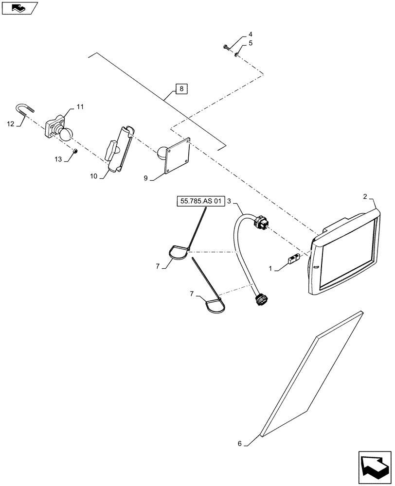 Схема запчастей Case IH 2240 - (55.635.AE[01]) - PRO 700 DISPLAY (55) - ELECTRICAL SYSTEMS