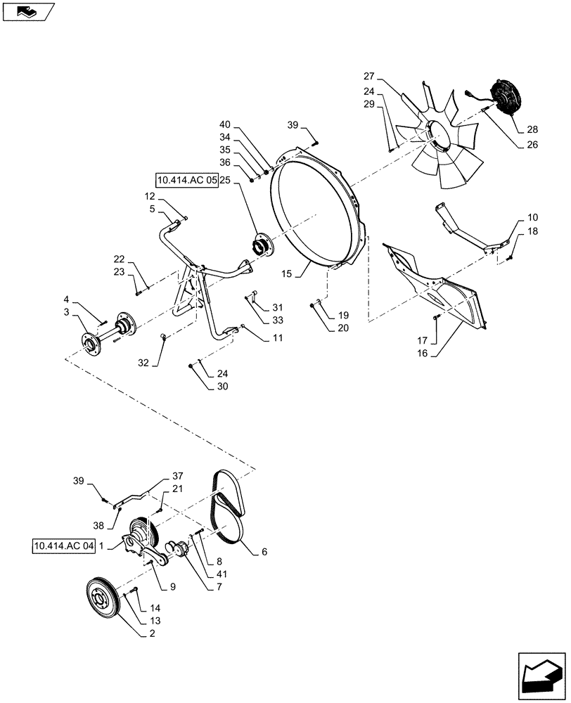 Схема запчастей Case IH MAGNUM 340 - (10.414.AC[03]) - VISCOUS FAN DRIVE, ELECTRONIC WITHOUT FPTO (10) - ENGINE
