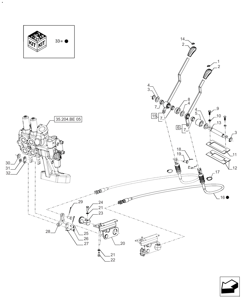 Схема запчастей Case IH FARMALL 110A - (35.204.BL[08]) - REMOTE CONTROL VALVE, 2 CONTROL VALVE, CAB - AFTER SN: CF01578M (35) - HYDRAULIC SYSTEMS