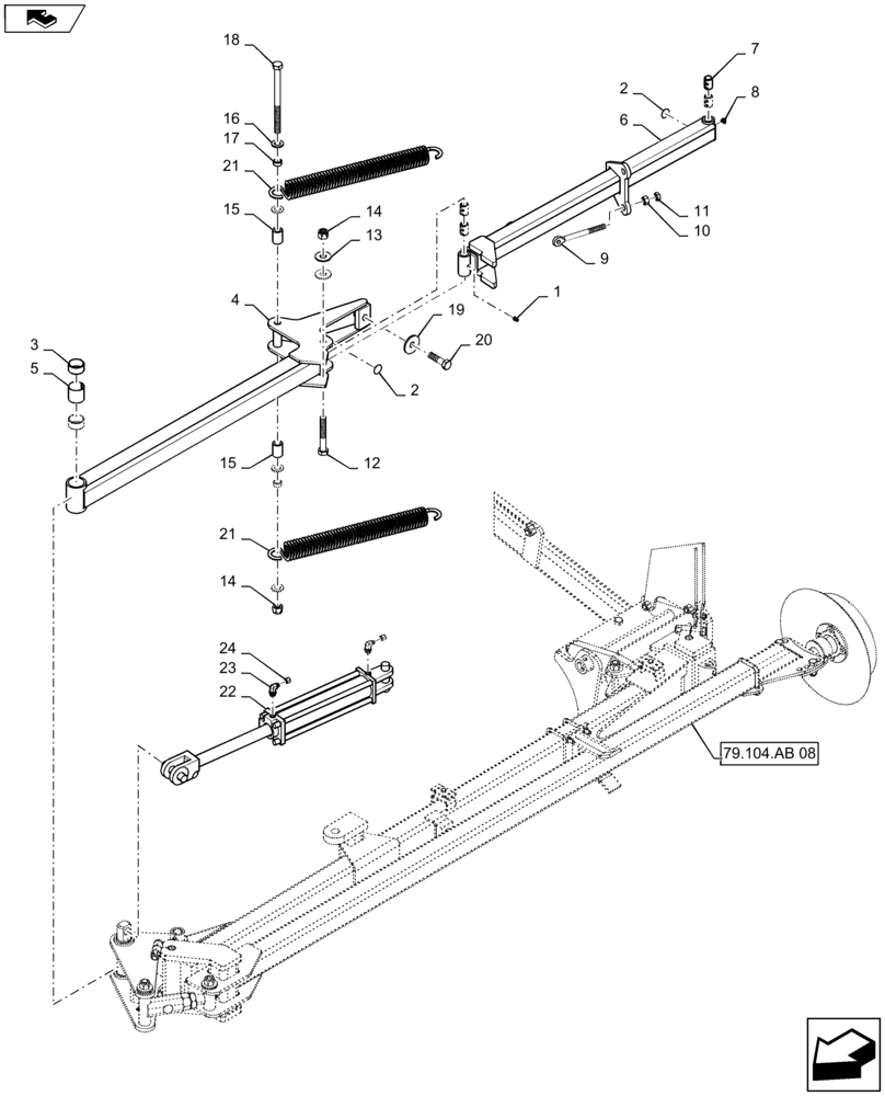 Схема запчастей Case IH 1235 - (79.104.AB[08]) - MARKER ARM OUTER RIGHT FOR 12 ROW 36",38",40" AND 16 ROW 30" (79) - PLANTING