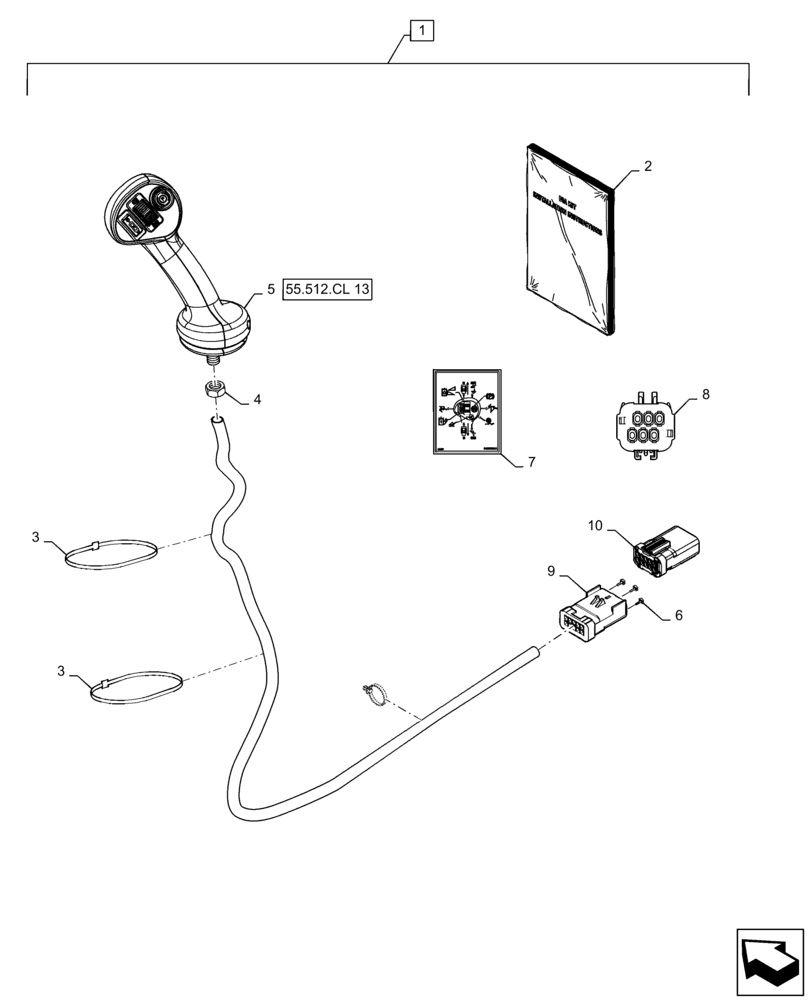 Схема запчастей Case IH TR310 - (88.100.55[17]) - DIA KIT, HANDLE - 300 RH - MECHANICAL (88) - ACCESSORIES