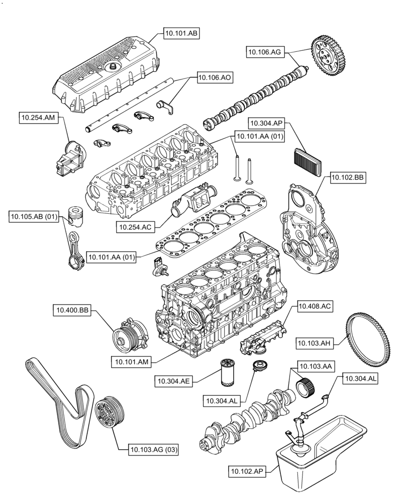 Схема запчастей Case IH F2CFA613A E001 - (00.000.10[02]) - PICTORIAL INDEX - ENGINE (00) - GENERAL & PICTORIAL INDEX