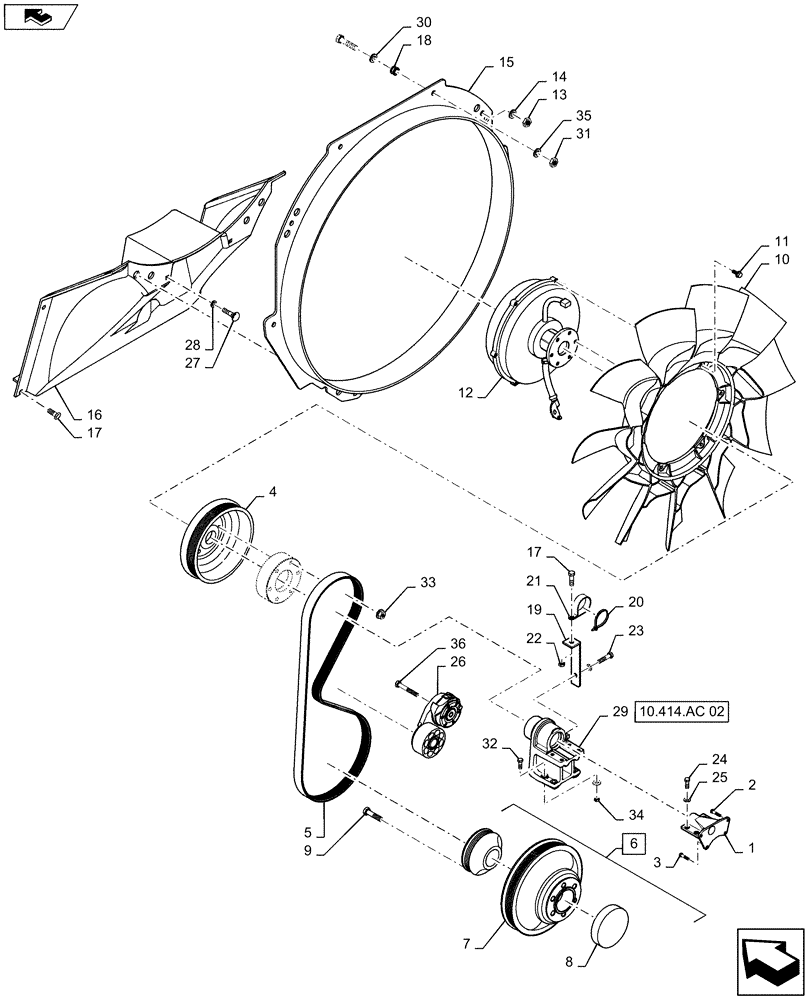 Схема запчастей Case IH MAGNUM 370 - (10.414.AC[01]) - VISCOUS FAN DRIVE, FPTO READY (10) - ENGINE