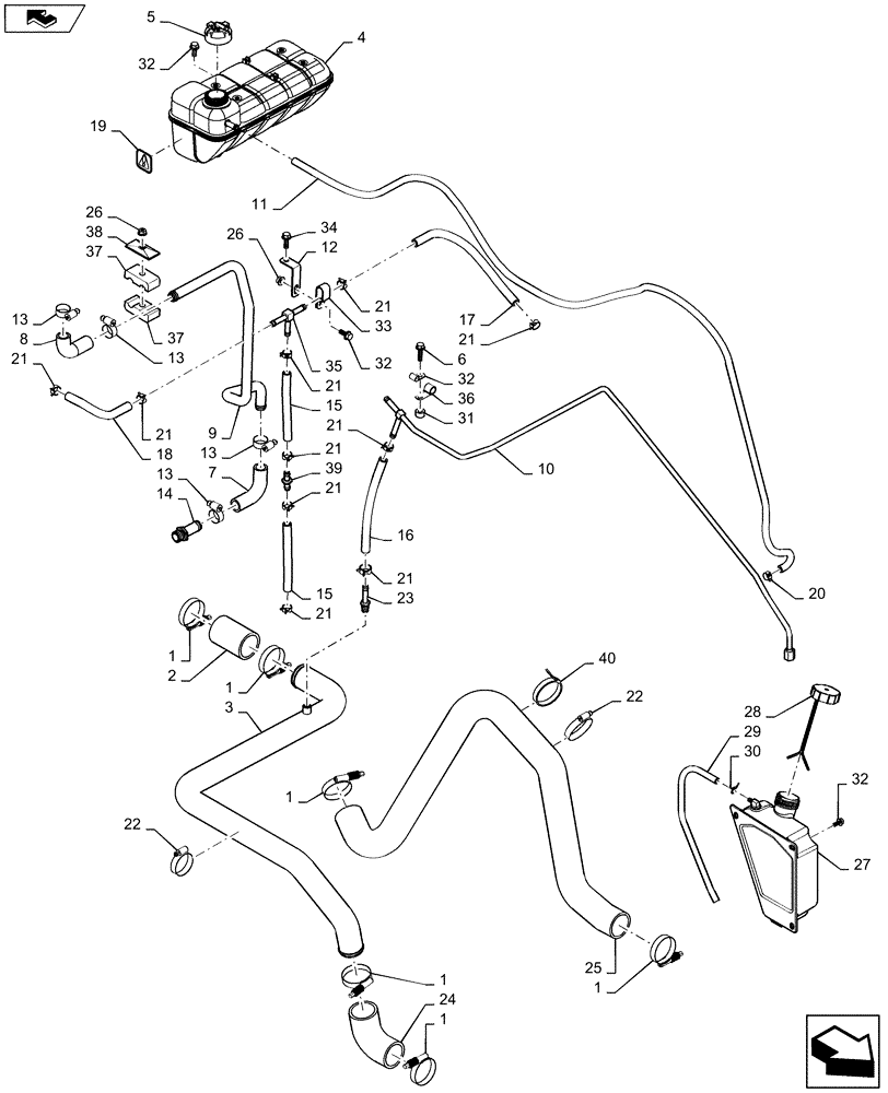 Схема запчастей Case IH MAGNUM 235 - (10.400.BE[02]) - RADIATOR MOUNTING PARTS AND PLUMBING (10) - ENGINE
