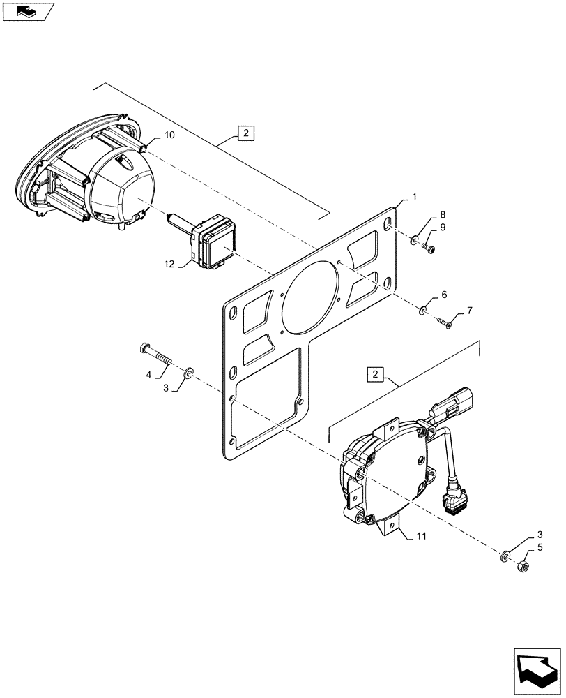 Схема запчастей Case IH 2240 - (55.404.AQ[02]) - CENTER HID WORKLAMP (55) - ELECTRICAL SYSTEMS