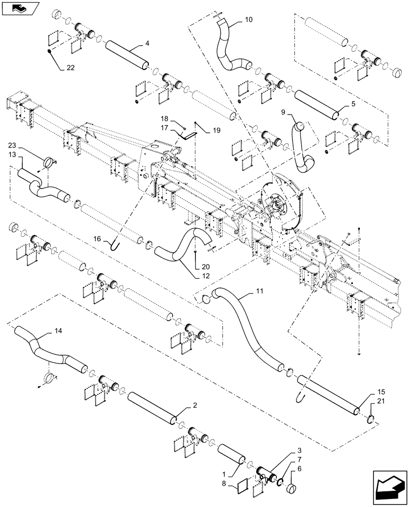 Схема запчастей Case IH 1235 - (79.103.AA[05]) - VACUUM HOSE SYSTEM 12 ROW 38" (79) - PLANTING