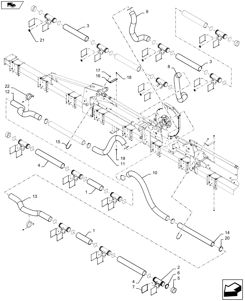 Схема запчастей Case IH 1235 - (79.103.AA[04]) - VACUUM HOSE SYSTEM 12 ROW 36" (79) - PLANTING