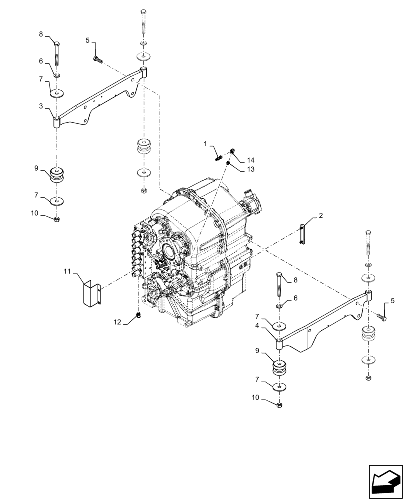 Схема запчастей Case IH STEIGER 370 - (21.113.AD[01]) - TRANSMISSION MOUNTING, BSN ZFF308000 (21) - TRANSMISSION