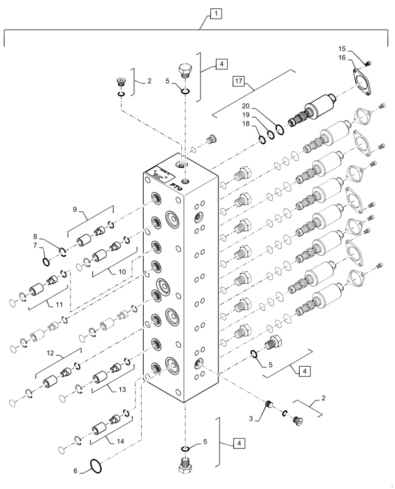 Схема запчастей Case IH QUADTRAC 620 - (21.135.AQ[03]) - TRANSMISSION CONTROL VALVE, RANGE, BSN ZFF308000 (21) - TRANSMISSION