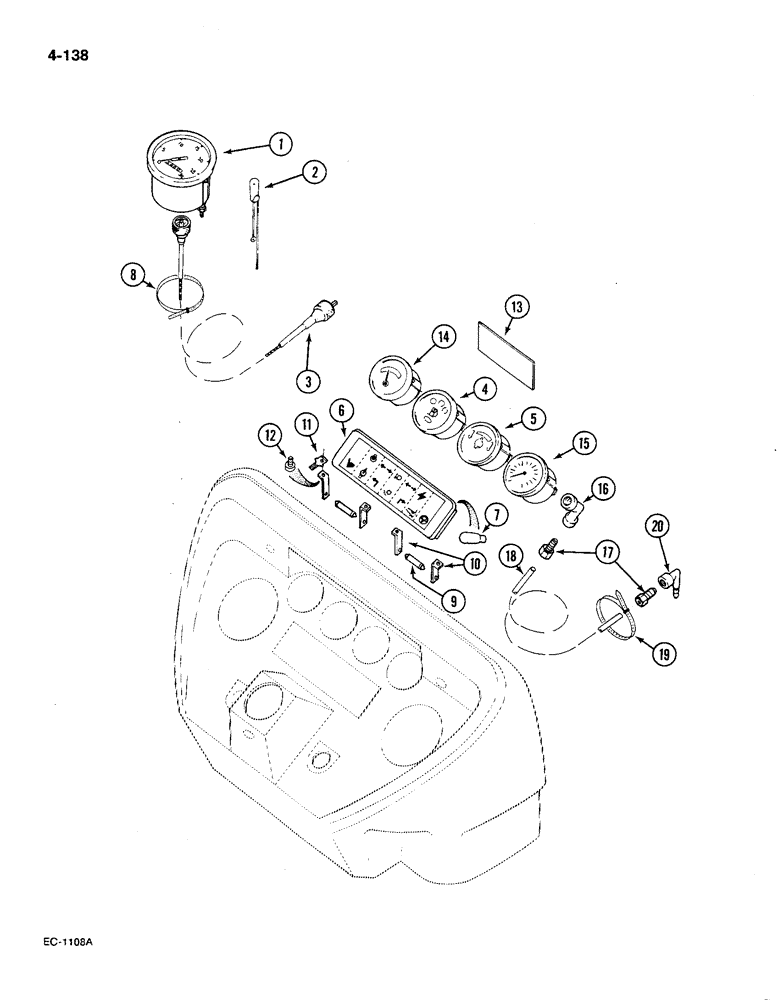 Схема запчастей Case IH 585 - (4-138) - INSTRUMENTS, WITHOUT CAB (04) - ELECTRICAL SYSTEMS
