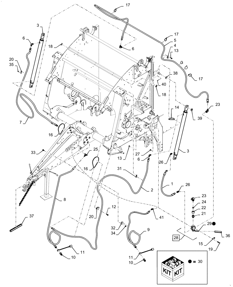 Схема запчастей Case IH RB465 - (35.550.AC[02]) - TAILGATE, HYDRAULIC LIFT, YFN188618 AND PRIOR (35) - HYDRAULIC SYSTEMS