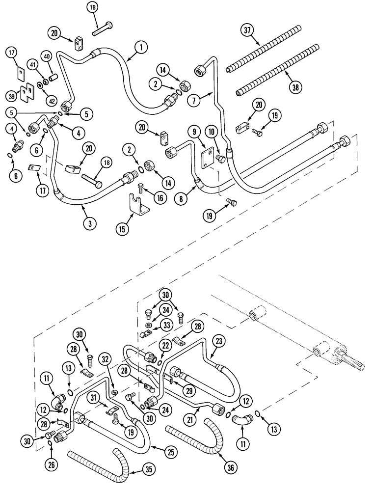 Схема запчастей Case IH 5120 - (5-12) - STEERING PIPES, PUMP TO STEERING CYLINDER TWO WHEEL DRIVE (05) - STEERING