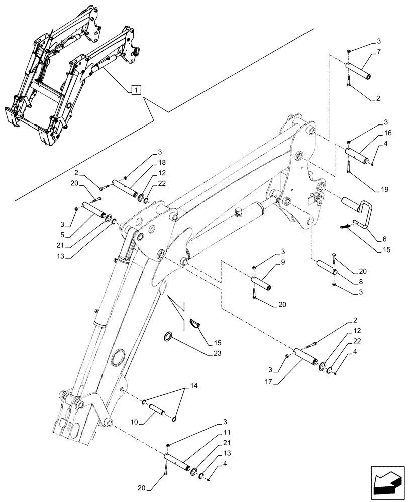Схема запчастей Case IH FARMALL 65C - (82.100.BG[02]) - VAR - 334489, 339489, 336734, 336736 - LOADER ARM, PIN (SELF LEVELLING) (82) - FRONT LOADER & BUCKET