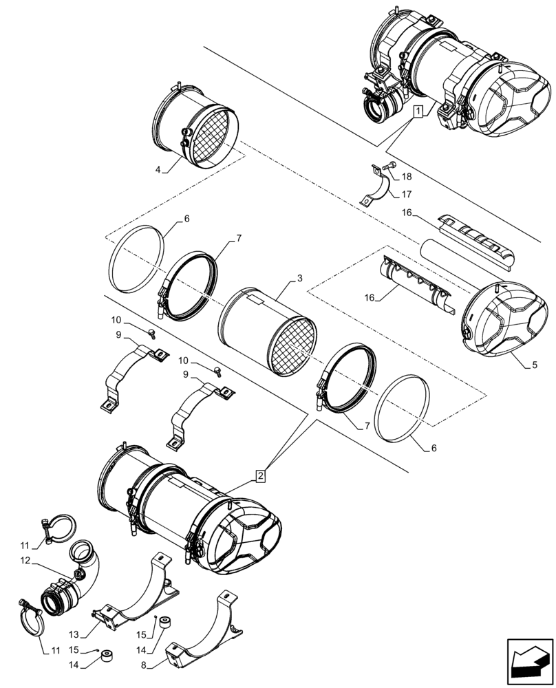 Схема запчастей Case IH FARMALL 105C - (10.254.AI[01]) - VAR - 391013 - EXHAUST SYSTEM, MUFFLER, COMPONENTS (10) - ENGINE