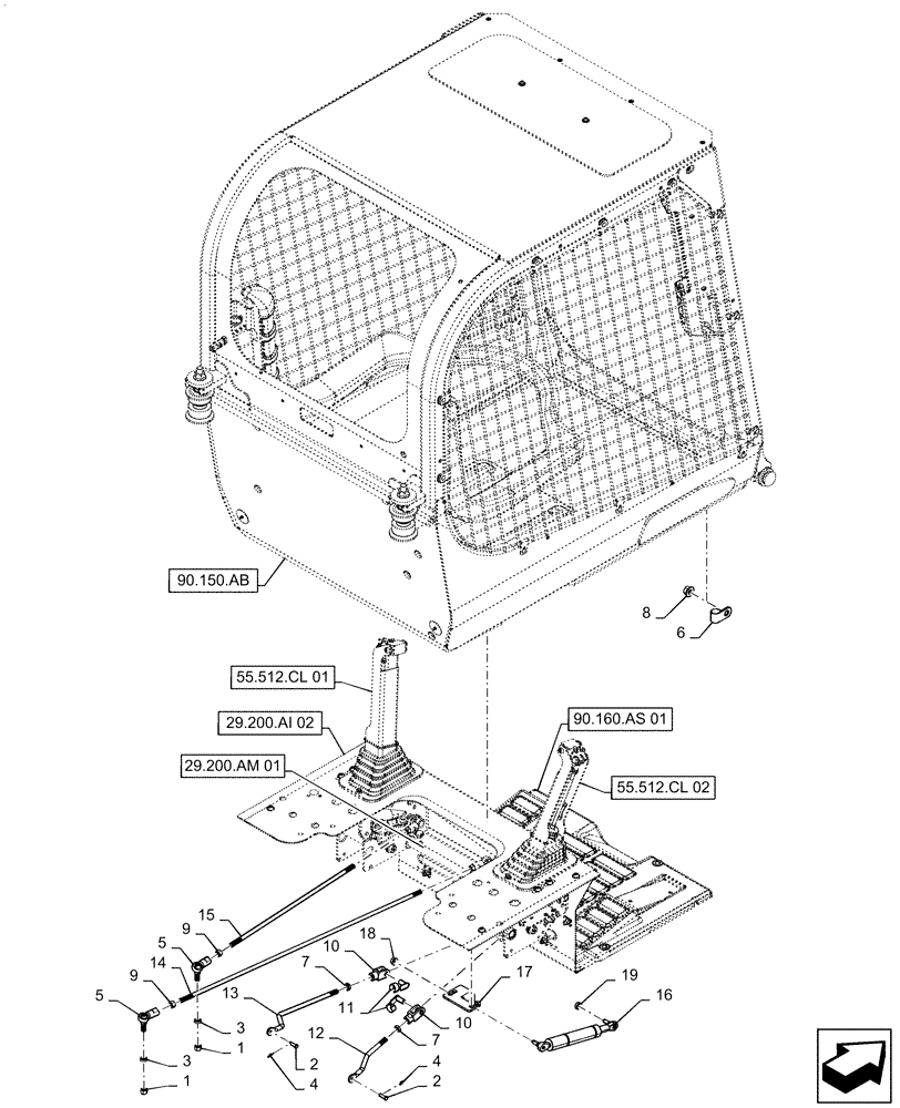 Схема запчастей Case IH SV280 - (29.200.AI[01]) - HAND CONTROLS, MOUNTING ASSY (29) - HYDROSTATIC DRIVE