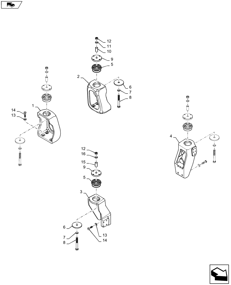 Схема запчастей Case IH MAGNUM 370 - (90.150.AJ[01]) - ISO CAB MOUNTING - POWERSHIFT (90) - PLATFORM, CAB, BODYWORK AND DECALS
