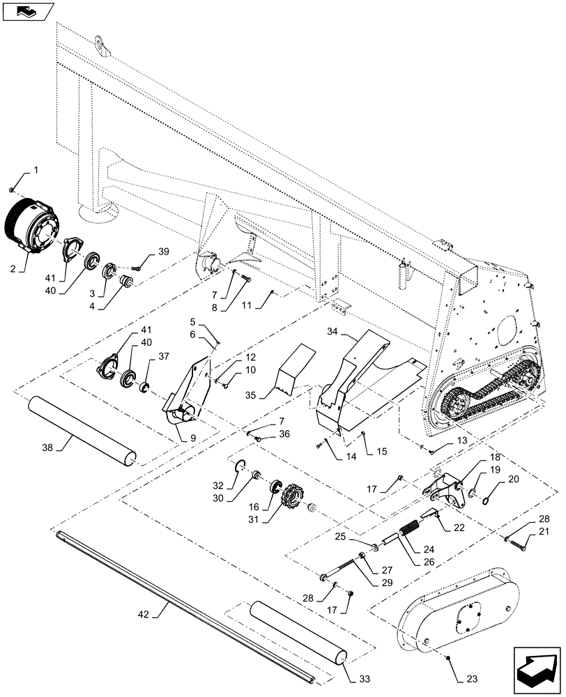 Схема запчастей Case IH 4406-38 - (58.100.AH[02]) - DRIVE, HEADER, ASSY, REAR RH (58) - ATTACHMENTS/HEADERS