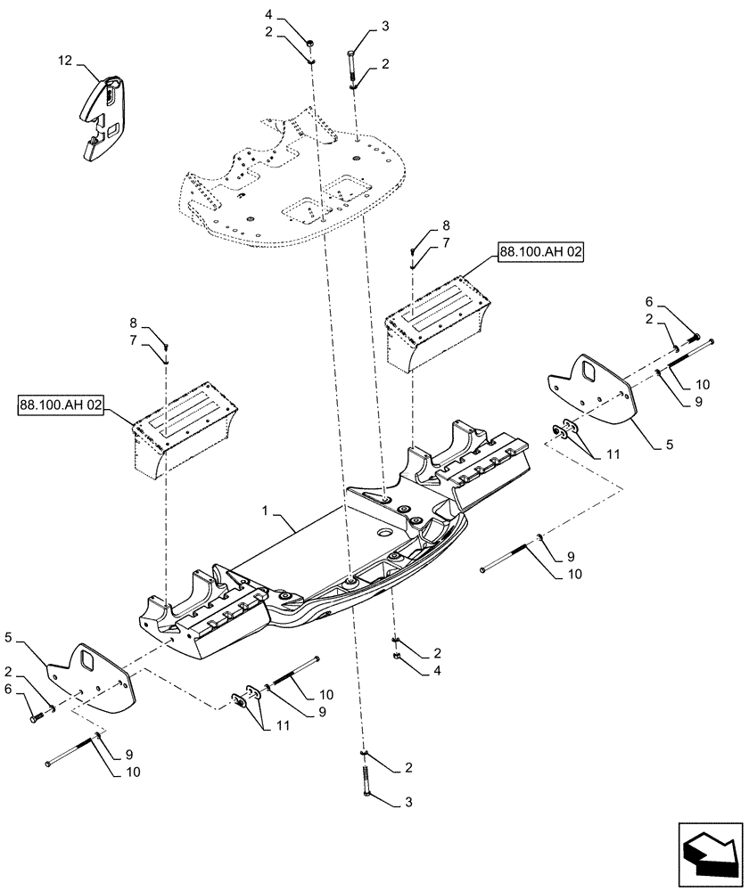 Схема запчастей Case IH STEIGER 470 - (39.140.AF[03]) - FRONT WEIGHT CARRIER (39) - FRAMES AND BALLASTING