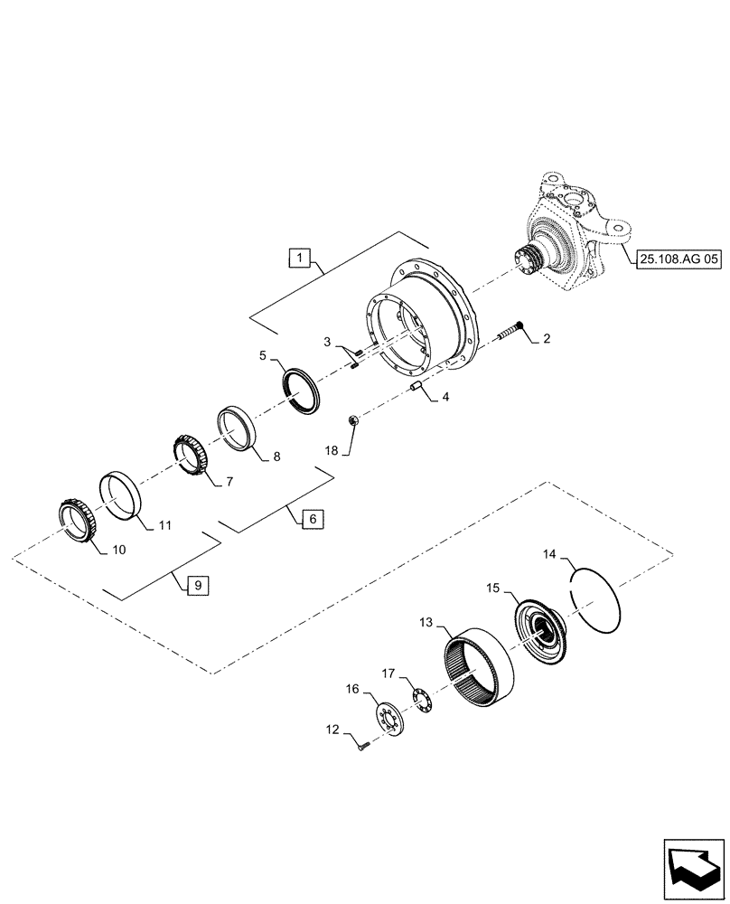 Схема запчастей Case IH MAGNUM 315 - (25.108.AB[04]) - VAR - 420224, 420228 CNH STEERING KNUCKLE AND HUB, CLASS 4.75 (25) - FRONT AXLE SYSTEM