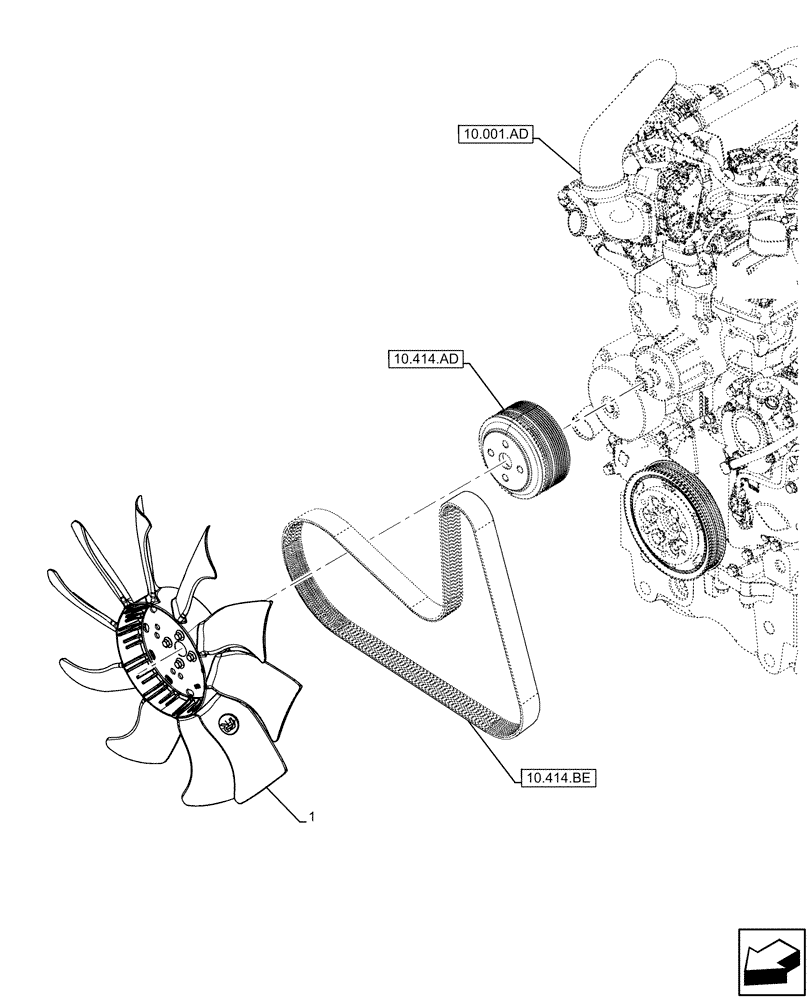 Схема запчастей Case IH FARMALL 75C - (10.414.AC) - VAR - 390018 - FAN (10) - ENGINE