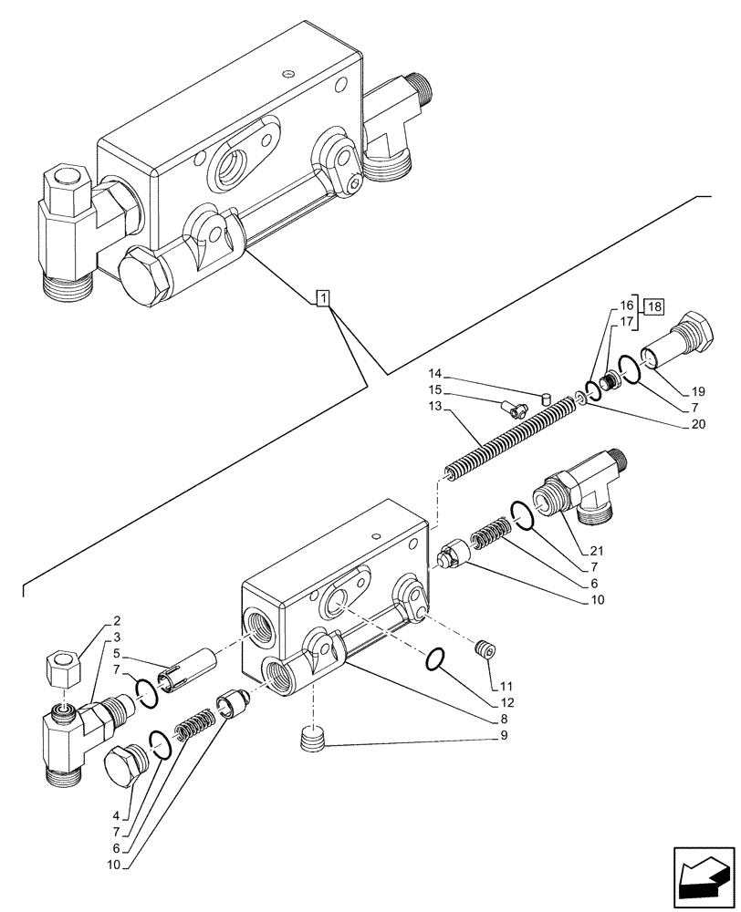 Схема запчастей Case IH FARMALL 65C - (21.104.AK[05]) - VAR - 332069, 334068 - PRESSURE CONTROL VALVE, COMPONENTS (POWER SHUTTLE) (21) - TRANSMISSION