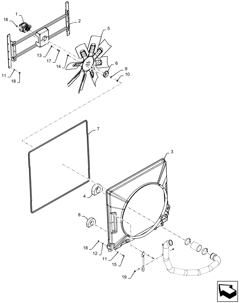 Схема запчастей Case IH QUADTRAC 500 - (10.414.AC[01]) - FAN DRIVE, 450, 470, 500 (10) - ENGINE