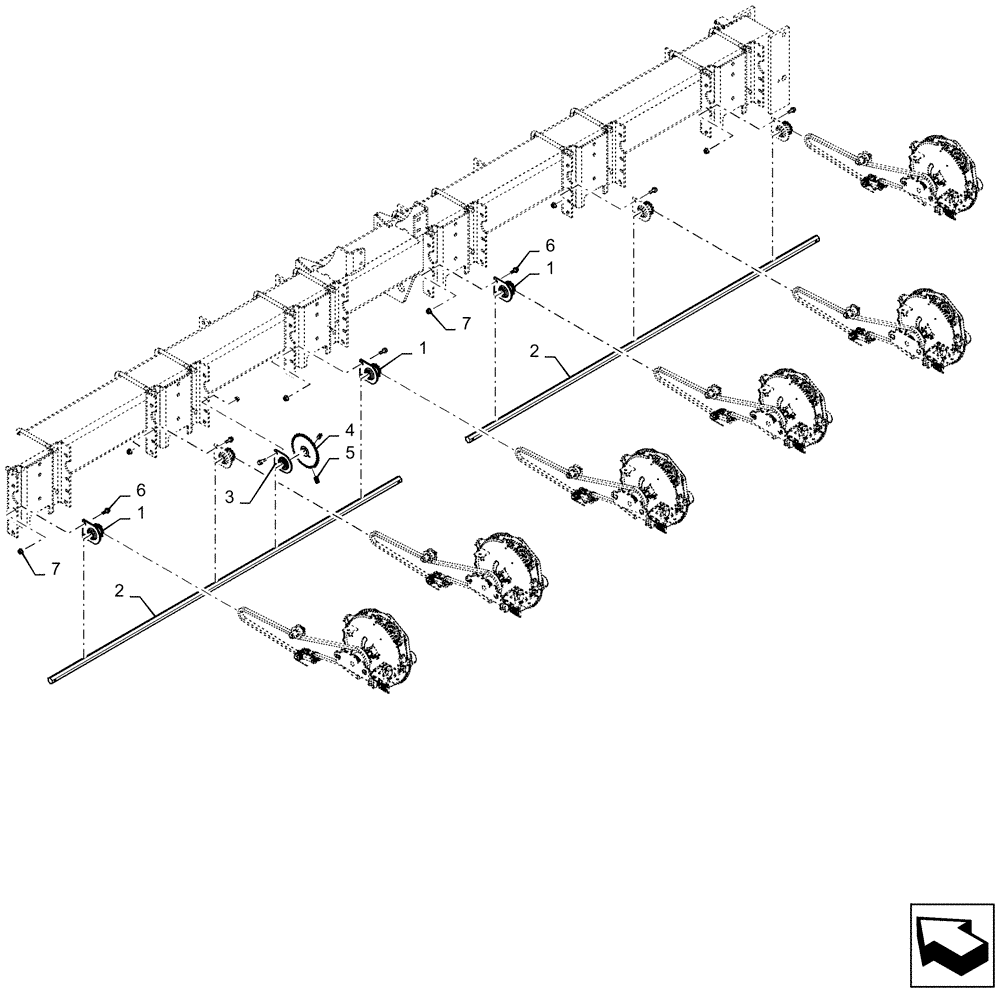 Схема запчастей Case IH 1225 EARLY RISER - (61.901.AF[01]) - METERING DRIVE SHAFT FOR 6 ROW CHAIN DRIVE (61) - METERING SYSTEM