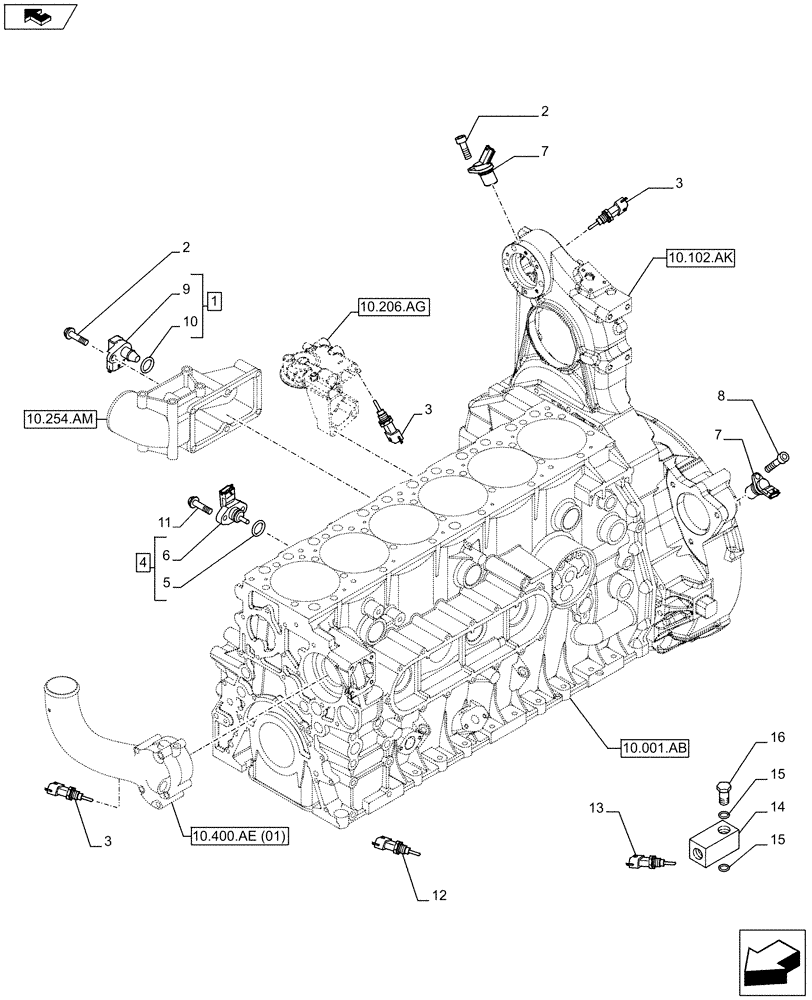 Схема запчастей Case IH F2CFA613C G001 - (55.015.AC) - ENGINE, SENSOR (55) - ELECTRICAL SYSTEMS