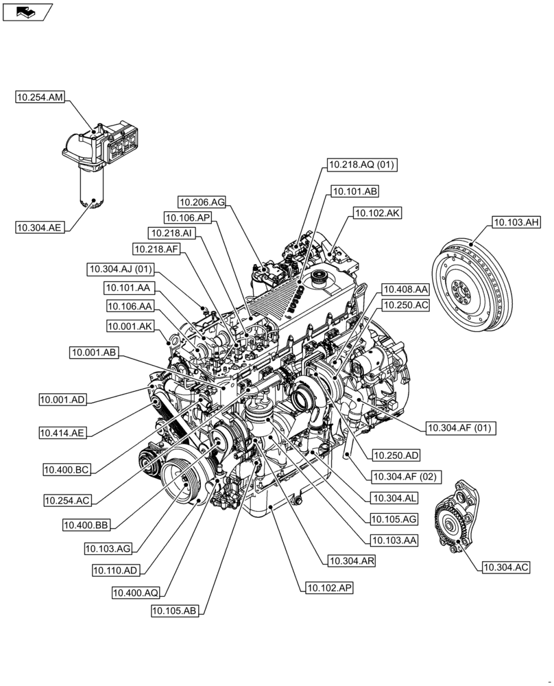 Схема запчастей Case IH F2CFA613B G001 - (00.000.10) - PICTORIAL INDEX - ENGINE (00) - GENERAL & PICTORIAL INDEX
