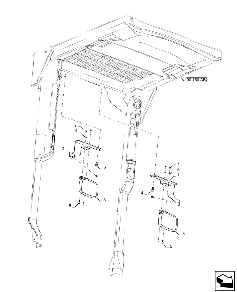 Схема запчастей Case IH SR200 - (90.151.AK) - REAR VIEW MIRROR, EURO ONLY (90) - PLATFORM, CAB, BODYWORK AND DECALS