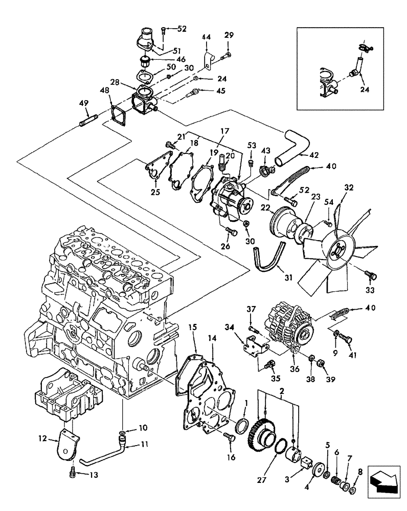 Схема запчастей Case IH DX48 - (01.06) - OIL PUMP, WATER PUMP & FAN (01) - ENGINE