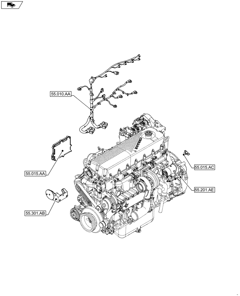 Схема запчастей Case IH F2CFA613A G001 - (00.000.55) - PICTORIAL INDEX - ELECTRICAL SYSTEMS (00) - GENERAL & PICTORIAL INDEX