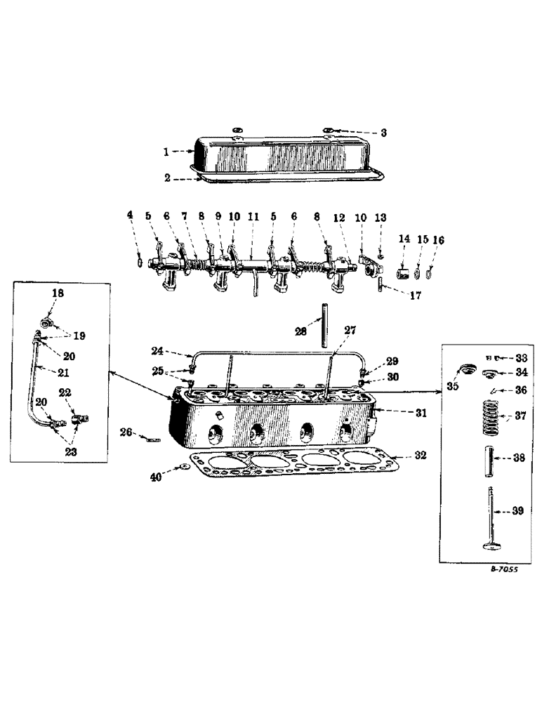 Схема запчастей Case IH FARMALL H - (008) - ENGINE, CYLINDER HEAD, VALVE COVER, VALVES AND VALVE LEVERS (01) - ENGINE