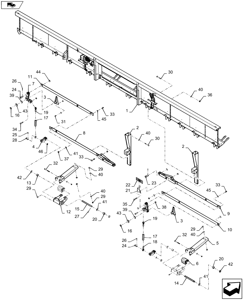 Схема запчастей Case IH 3020-35 - (35.410.04[04]) - SUSPENSION, CUTTERBAR, IN-CAB ADJUST, DD (35) - HYDRAULIC SYSTEMS