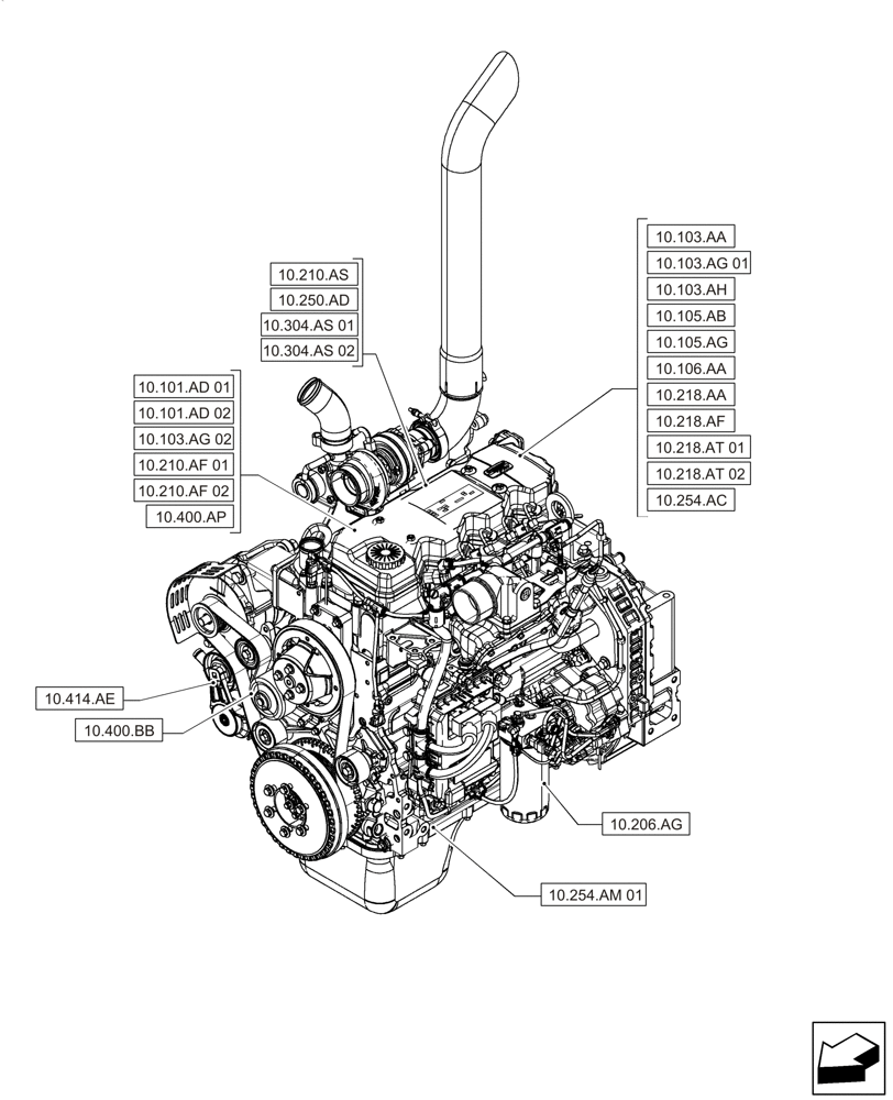 Схема запчастей Case IH F4HE0484D B101 - (00.000.10[01]) - PICTORIAL INDEX - ENGINE (00) - GENERAL & PICTORIAL INDEX