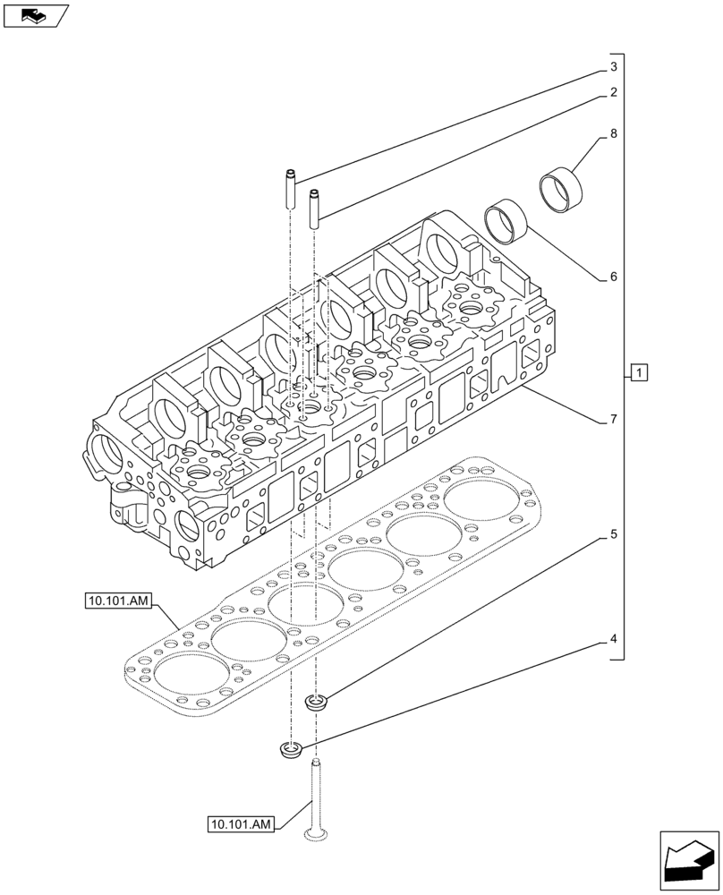 Схема запчастей Case IH F3HFE613B B001 - (10.101.AA) - CYLINDER HEAD (10) - ENGINE