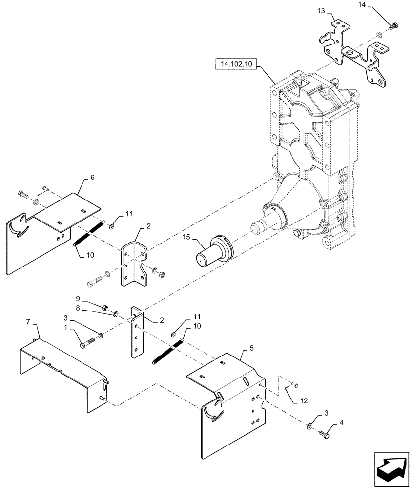 Схема запчастей Case IH STEIGER 400 - (14.102.11) - SHIELD, PTO (14) - MAIN GEARBOX & DRIVE