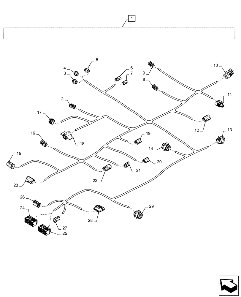Схема запчастей Case IH 1225 EARLY RISER - (55.511.AA[03]) - MAIN WIRE HARNESS (55) - ELECTRICAL SYSTEMS