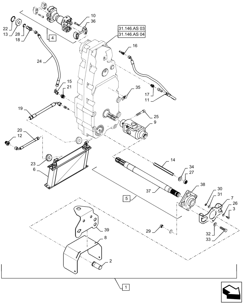 Схема запчастей Case IH MAGNUM 380 - (31.146.AS[02]) - VAR - 330847 - FPTO GEARBOX ASSEMBLY - NA (31) - IMPLEMENT POWER TAKE OFF