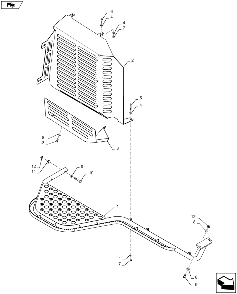 Схема запчастей Case IH 8230 - (90.116.AA[04]) - SHIELD, RH, LOWER, EU (90) - PLATFORM, CAB, BODYWORK AND DECALS