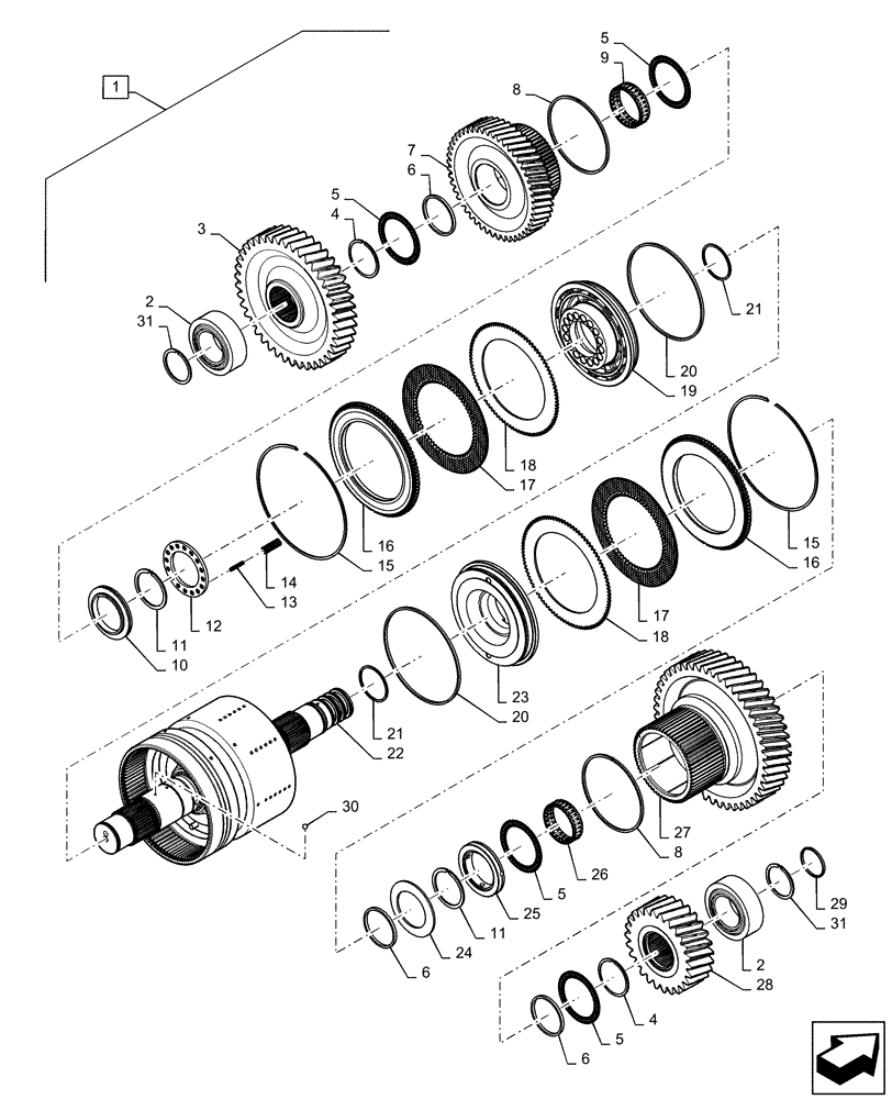 Схема запчастей Case IH STEIGER 540 - (21.155.AN[09]) - TRANSMISSION, 4TH SHAFT, PS6, 9C, 500 SCRAPER, 540 SCRAPER, 580, 620, BSN ZFF308000 (21) - TRANSMISSION