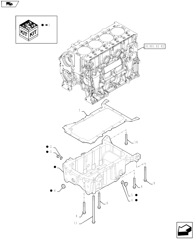 Схема запчастей Case IH FARMALL 75A - (10.102.03[02]) - OIL SUMP (10) - ENGINE