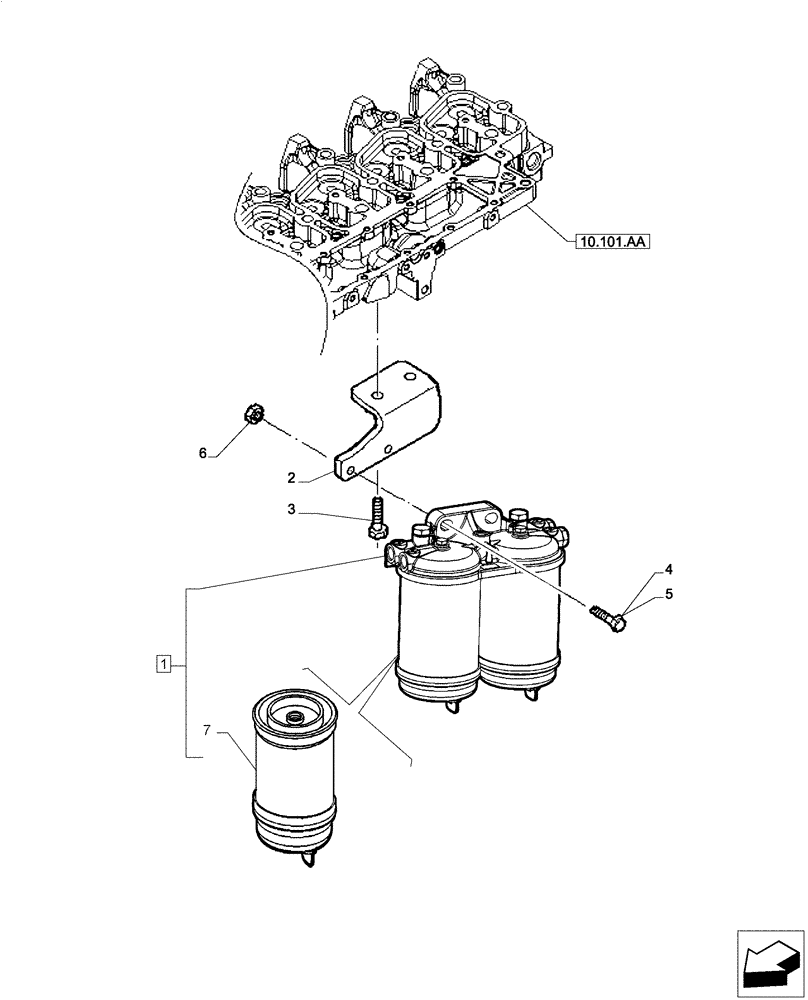 Схема запчастей Case IH F4CE0654B B601 - (10.206.AG) - FUEL FILTER (10) - ENGINE