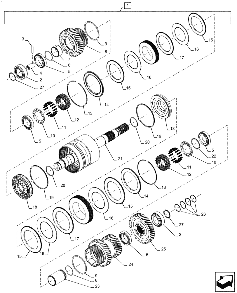 Схема запчастей Case IH STEIGER 620 - (21.155.AN[08]) - TRANSMISSION, 2ND SHAFT, PS6, 9C, 500 SCRAPER, 540 SCRAPER, 580, 620, BSN ZFF308000 (21) - TRANSMISSION